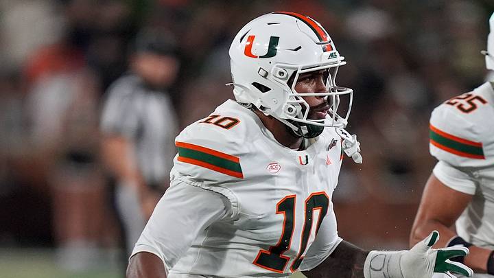 Sep 18, 2026; Winston-Salem, North Carolina, USA;  Miami (FL) Hurricanes defensive end Damon Wilson II (10) during the first half against the Wake Forest Demon Deacons at Allegacy Federal Credit Union Stadium.  Mandatory Credit: Jim Dedmon-Imagn Images