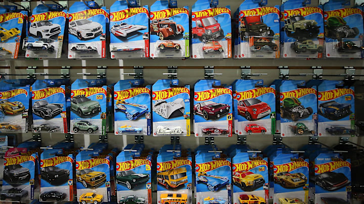 Hot Wheels for purchase adorn a wall of Silverdale Hobbies in the Kitsap Mall in Silverdale on Tuesday Nov. 14, 2023.