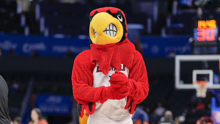 Mar 13, 2025; Charlotte, NC, USA; Stanford Cardinal mascot during the first half against the Stanford Cardinal at Spectrum Center. Mandatory Credit: Jim Dedmon-Imagn Images