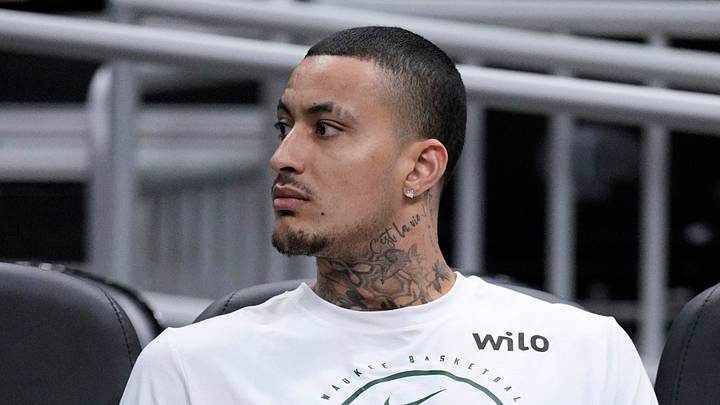 Milwaukee Bucks forward Kyle Kuzma (18) waits to take the floor for pregame warmups before a game against Memphis Grizzlies at Fiserv Forum on April 5, 2026.
