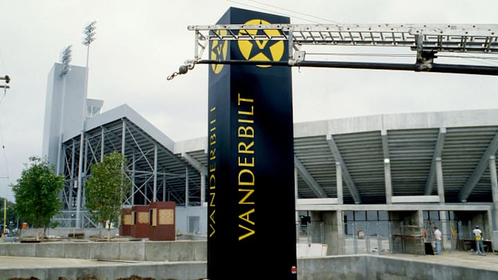 The new cornerstone sign featuring the Vanderbilt logo