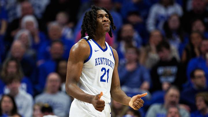 Jan 7, 2026; Lexington, Kentucky, USA; Kentucky Wildcats forward Jayden Quaintance (21) reacts during the second half against the Missouri Tigers at Rupp Arena at Central Bank Center. Mandatory Credit: Jordan Prather-Imagn Images Jan 7, 2026; Lexington, Kentucky, USA; Kentucky Wildcats forward Jayden Quaintance (21) reacts during the second half against the Missouri Tigers at Rupp Arena at Central Bank Center. Mandatory Credit: Jordan Prather-Imagn Images