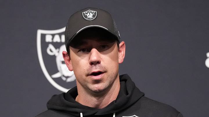 Sep 13, 2026; Paradise, Nevada, USA; Las Vegas Raiders head coach Klint Kubiak speaks with media after the game against the Miami Dolphins at Allegiant Stadium. Mandatory Credit: Kirby Lee-Imagn Images Sep 13, 2026; Paradise, Nevada, USA; Las Vegas Raiders head coach Klint Kubiak speaks with media after the game against the Miami Dolphins at Allegiant Stadium. Mandatory Credit: Kirby Lee-Imagn Images