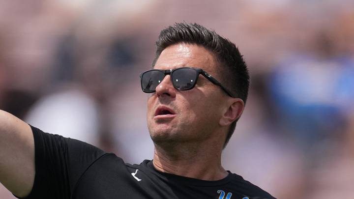 May 2, 2026; Pasadena, CA, USA; UCLA Bruins coach Bob Chesney reacts during the spring game at Rose Bowl. Mandatory Credit: Kirby Lee-Imagn Images May 2, 2026; Pasadena, CA, USA; UCLA Bruins coach Bob Chesney reacts during the spring game at Rose Bowl. Mandatory Credit: Kirby Lee-Imagn Images