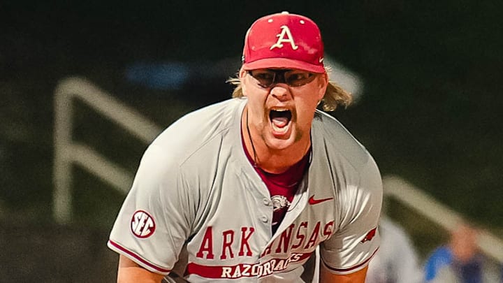 Arkansas Razorbacks pitcher Ethan McElvain against Kentucky.