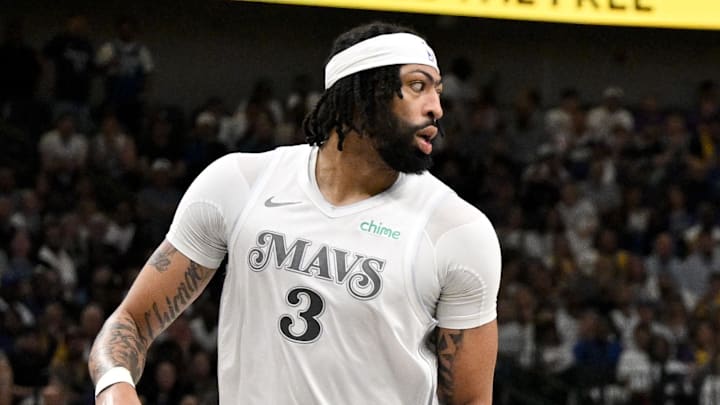 Apr 9, 2025; Dallas, Texas, USA; Dallas Mavericks forward Anthony Davis (3) and forward P.J. Washington (25) and Los Angeles Lakers forward LeBron James (23) in action during the game between the Dallas Mavericks and the Los Angeles Lakers at American Airlines Center. Mandatory Credit: Jerome Miron-Imagn Images Apr 9, 2025; Dallas, Texas, USA; Dallas Mavericks forward Anthony Davis (3) and forward P.J. Washington (25) and Los Angeles Lakers forward LeBron James (23) in action during the game between the Dallas Mavericks and the Los Angeles Lakers at American Airlines Center. Mandatory Credit: Jerome Miron-Imagn Images