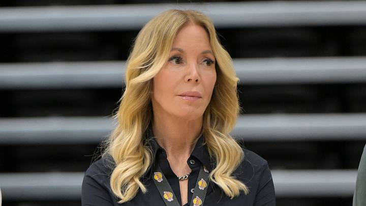 Jun 24, 2024; El Segundo, CA, USA; Jeannie Buss, controlling owner and president of the Los Angeles Lakers, stands with front office executives as they listen during the introductory news conference for new head coach JJ Redick at the UCLA Health Training Center. Mandatory Credit: Jayne Kamin-Oncea-USA TODAY Sports Jun 24, 2024; El Segundo, CA, USA; Jeannie Buss, controlling owner and president of the Los Angeles Lakers, stands with front office executives as they listen during the introductory news conference for new head coach JJ Redick at the UCLA Health Training Center. Mandatory Credit: Jayne Kamin-Oncea-USA TODAY Sports