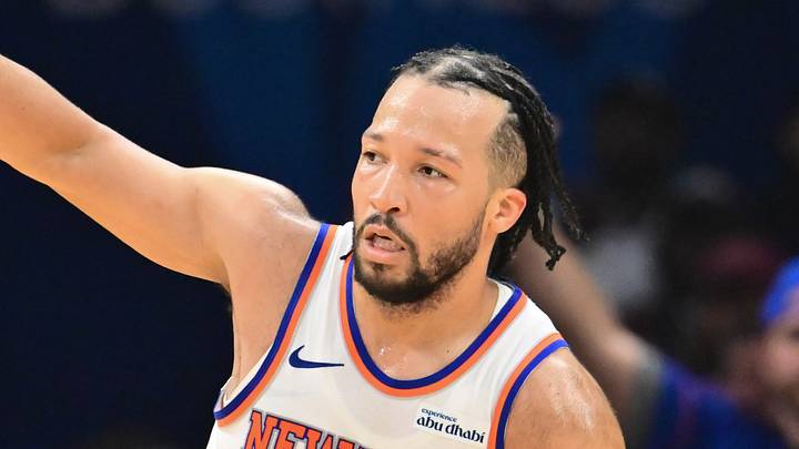 May 25, 2026; Cleveland, Ohio, USA; New York Knicks guard Jalen Brunson (11) reacts in the third quarter against the Cleveland Cavaliers during game four of the eastern conference finals for the 2026 NBA playoffs at Rocket Arena. Mandatory Credit: Ken Blaze-Imagn Images