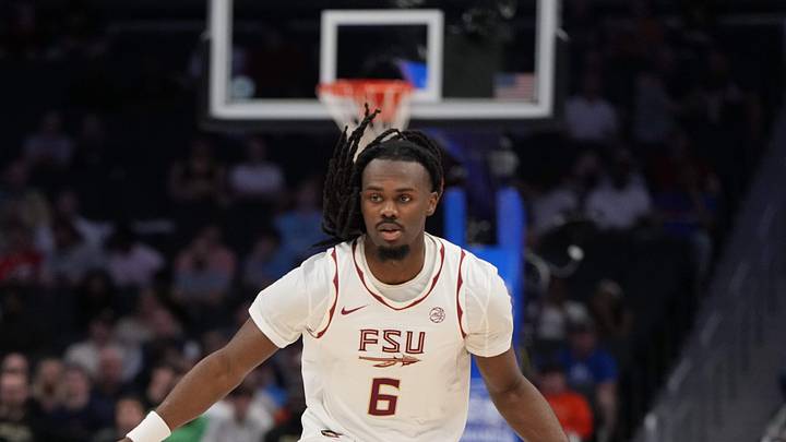 Mar 11, 2026; Charlotte, NC, USA; Florida State Seminoles guard Robert McCray V. (6) with the ball as California Golden Bears guard Nolan Dorsey (21) defends in the second half at Spectrum Center. Mandatory Credit: Bob Donnan-Imagn Images Mar 11, 2026; Charlotte, NC, USA; Florida State Seminoles guard Robert McCray V. (6) with the ball as California Golden Bears guard Nolan Dorsey (21) defends in the second half at Spectrum Center. Mandatory Credit: Bob Donnan-Imagn Images