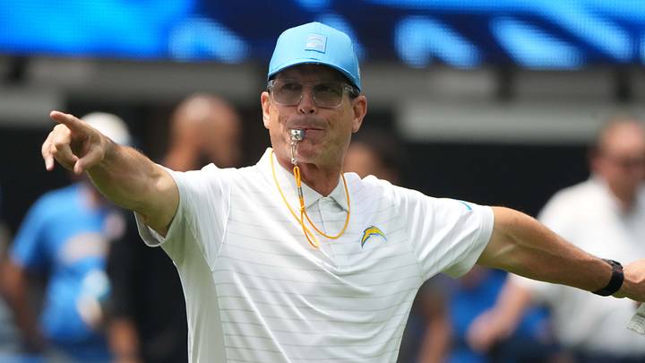 Aug 10, 2025; Inglewood, California, USA; Los Angeles Chargers coach Jim Harbaugh reacts during the game against the New Orleans Saints at SoFi Stadium. Mandatory Credit: Kirby Lee-Imagn Images Aug 10, 2025; Inglewood, California, USA; Los Angeles Chargers coach Jim Harbaugh reacts during the game against the New Orleans Saints at SoFi Stadium. Mandatory Credit: Kirby Lee-Imagn Images