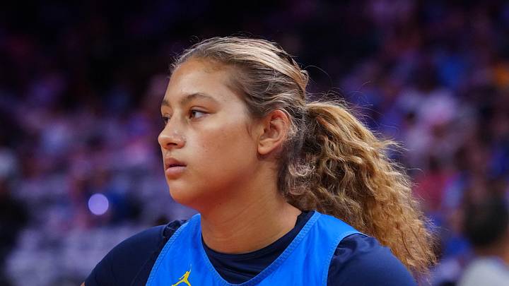 Apr 4, 2026; Phoenix, AZ, USA;  UCLA Bruins forward Sienna Betts (16) during practice at Mortgage Matchup Center. Mandatory Credit: Kirby Lee-Imagn Images