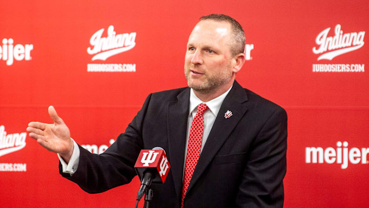 Indiana University men's basketball coach Darian DeVries speaks at his introductory press conference at Simon Skjodt Assembly Hall on  March 19, 2025.