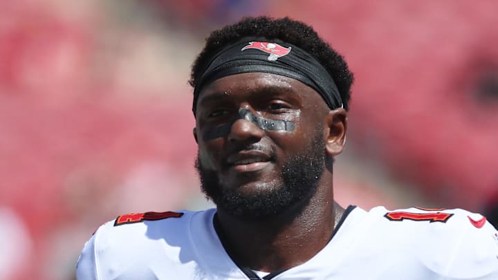 Tampa Bay Buccaneers wide receiver Chris Godwin (14) works out prior to the game against the Denver Broncos. Tampa Bay Buccaneers wide receiver Chris Godwin (14) works out prior to the game against the Denver Broncos.