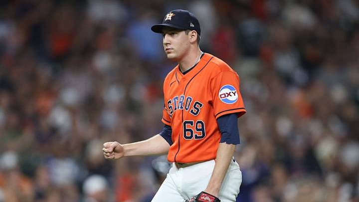 Houston Astros pitcher AJ Blubaugh reacts after getting an out during the sixth inning against the Atlanta Braves at Daikin Park. Mandatory Credit: Troy Taormina-Imagn Images Houston Astros pitcher AJ Blubaugh reacts after getting an out during the sixth inning against the Atlanta Braves at Daikin Park. Mandatory Credit: Troy Taormina-Imagn Images