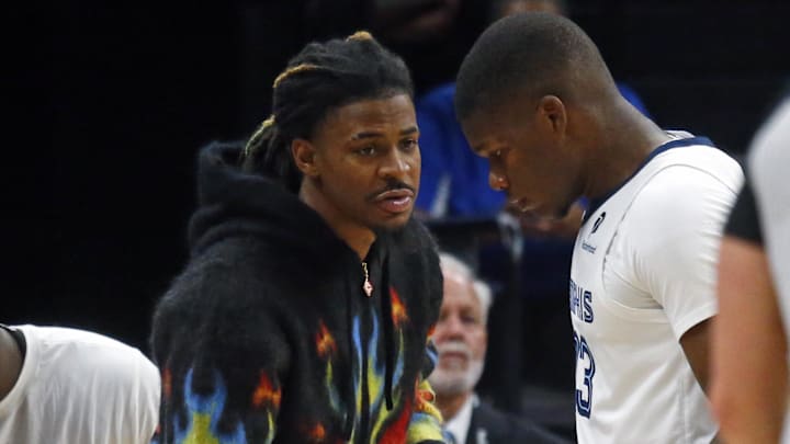 Memphis Grizzlies guard Ja Morant and rookie teammate Cedric Coward have been upgraded from 'questionable' to 'probable' prior to their team's Friday matchup vs. the Milwaukee Bucks at FedExForum. Mandatory Credit: Petre Thomas-Imagn Images