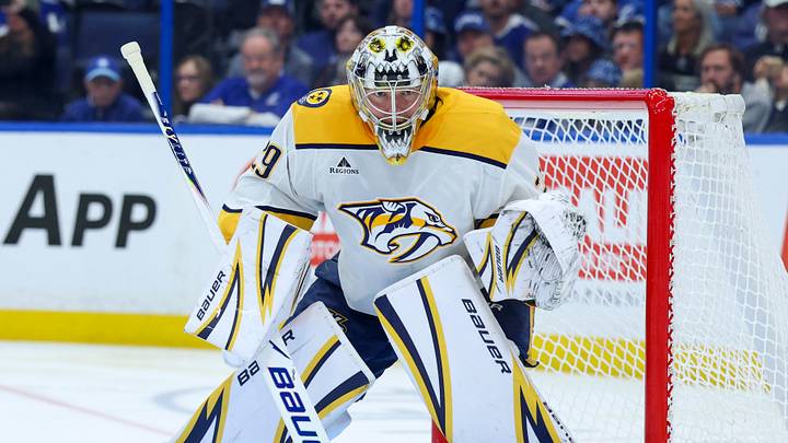 Mar 29, 2026; Tampa, Florida, USA; Nashville Predators goaltender Justus Annunen (29) looks on against the Tampa Bay Lightning in the third period at Benchmark International Arena. Mandatory Credit: Nathan Ray Seebeck-Imagn Images Mar 29, 2026; Tampa, Florida, USA; Nashville Predators goaltender Justus Annunen (29) looks on against the Tampa Bay Lightning in the third period at Benchmark International Arena. Mandatory Credit: Nathan Ray Seebeck-Imagn Images