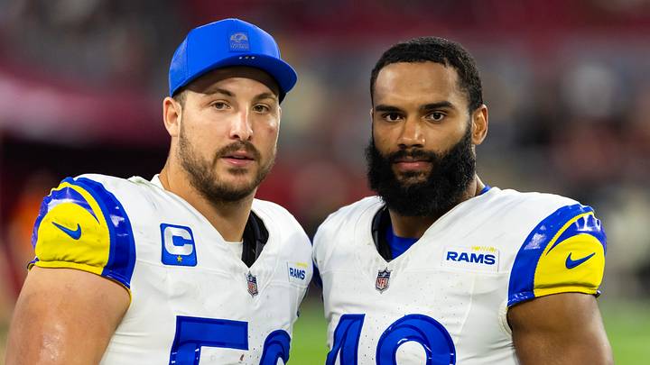 Los Angeles Rams linebackers Nate Landman and Omar Speights.