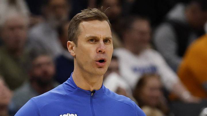 Mar 29, 2026; Washington, DC, USA; Duke Blue Devils head coach Jon Scheyer looks on from the bench against the UConn Huskies during an Elite Eight game of the East Regional of the men's 2026 NCAA Tournament at Capital One Arena. Mandatory Credit: Geoff Burke-Imagn Images Mar 29, 2026; Washington, DC, USA; Duke Blue Devils head coach Jon Scheyer looks on from the bench against the UConn Huskies during an Elite Eight game of the East Regional of the men's 2026 NCAA Tournament at Capital One Arena. Mandatory Credit: Geoff Burke-Imagn Images