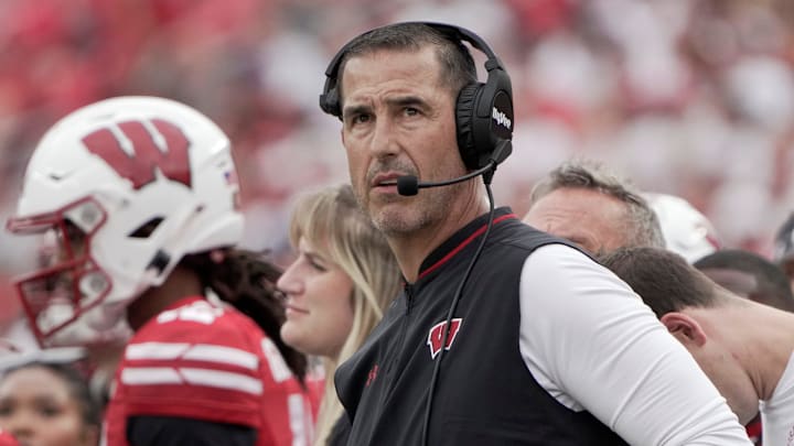 Wisconsin Badgers head coach Luke Fickell is shown during the third quarter of their game against Maryland