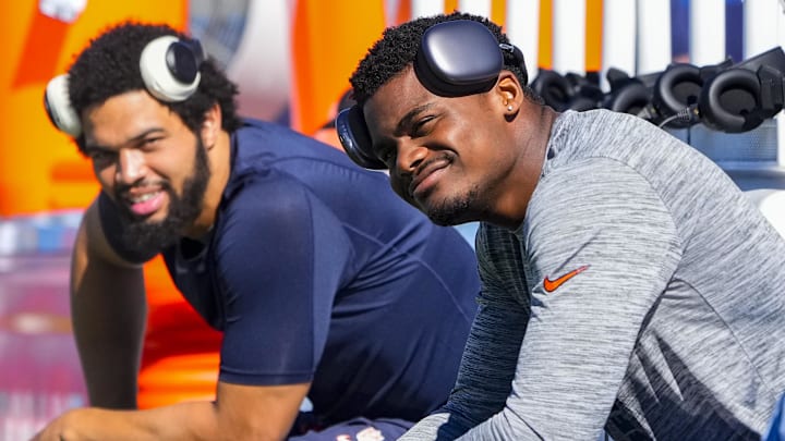 Chicago Bears quarterback Caleb Williams and Chicago Bears wide receiver Rome Odunze Chicago Bears quarterback Caleb Williams and Chicago Bears wide receiver Rome Odunze