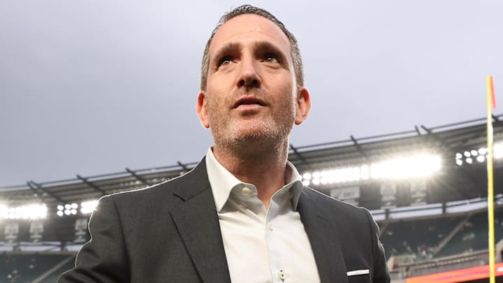 Sep 4, 2025; Philadelphia, Pennsylvania, USA; Philadelphia Eagles general manager Howie Roseman looks on before the game between the Philadelphia Eagles and the Dallas Cowboys at Lincoln Financial Field.