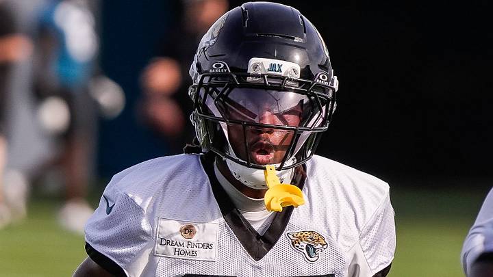 Jacksonville Jaguars Cornerback Jabbar Muhammad (37) carries the ball during a drill during the Jacksonville Jaguars seventh day of NFL Training Camp at the Miller Electric Center in Jacksonville, Fla., Thursday August 6, 2026. Jacksonville Jaguars Cornerback Jabbar Muhammad (37) carries the ball during a drill during the Jacksonville Jaguars seventh day of NFL Training Camp at the Miller Electric Center in Jacksonville, Fla., Thursday August 6, 2026.