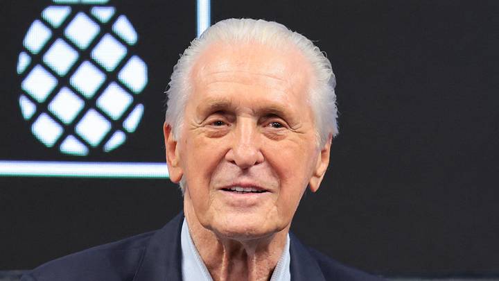 Jul 16, 2026; Miami, FL, USA; Miami Heat president Pat Riley (left) speaks to reporters during an introductory press conference for Miami Heat forward Bobby Portis (right) at Kaseya Center. Mandatory Credit: Sam Navarro-Imagn Images Jul 16, 2026; Miami, FL, USA; Miami Heat president Pat Riley (left) speaks to reporters during an introductory press conference for Miami Heat forward Bobby Portis (right) at Kaseya Center. Mandatory Credit: Sam Navarro-Imagn Images