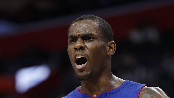 Dec 16, 2024; Detroit, Michigan, USA;  Detroit Pistons center Jalen Duren (0) reacts in the first half against the Miami Heat at Little Caesars Arena. Mandatory Credit: Rick Osentoski-Imagn Images