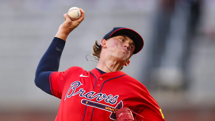 Sep 12, 2025; Atlanta, Georgia, USA; Atlanta Braves starting pitcher Hurston Waldrep (64) throws against the Houston Astros in the first inning at Truist Park. Mandatory Credit: Brett Davis-Imagn Images Sep 12, 2025; Atlanta, Georgia, USA; Atlanta Braves starting pitcher Hurston Waldrep (64) throws against the Houston Astros in the first inning at Truist Park. Mandatory Credit: Brett Davis-Imagn Images
