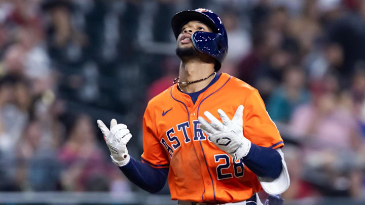 Houston Astros infielder Brice Matthews celebrates Houston Astros infielder Brice Matthews celebrates
