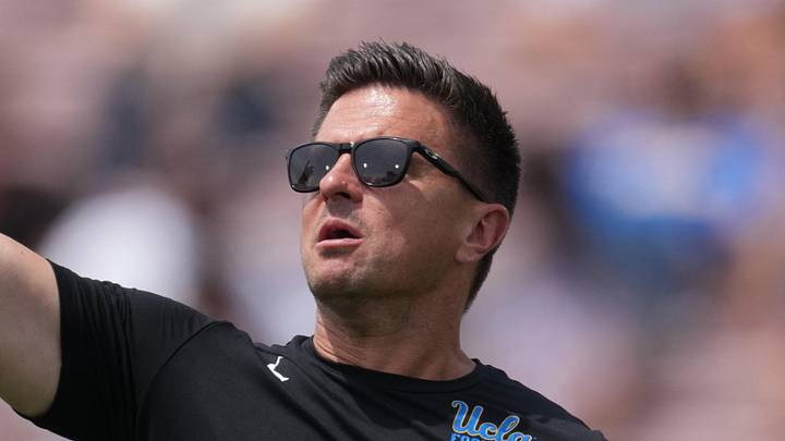 May 2, 2026; Pasadena, CA, USA; UCLA Bruins coach Bob Chesney reacts during the spring game at Rose Bowl. Mandatory Credit: Kirby Lee-Imagn Images May 2, 2026; Pasadena, CA, USA; UCLA Bruins coach Bob Chesney reacts during the spring game at Rose Bowl. Mandatory Credit: Kirby Lee-Imagn Images