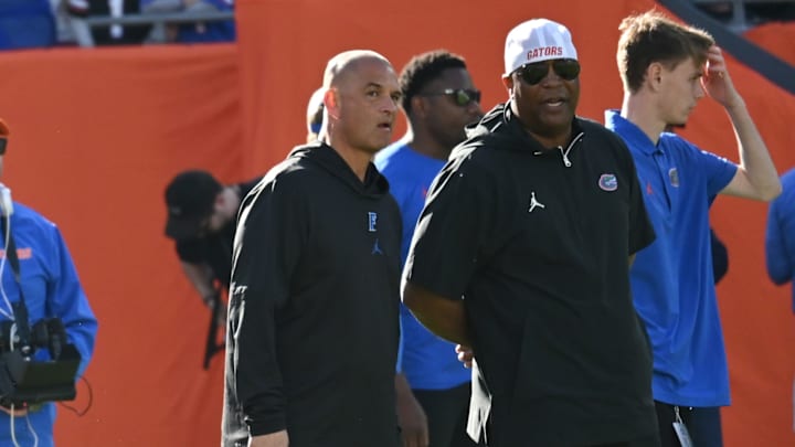 Florida assistants Billy Gonzales (WR) and Jabbar Juluke (RB) are two of the 14 on-field assistant coaches for the Gators in 2025. Florida assistants Billy Gonzales (WR) and Jabbar Juluke (RB) are two of the 14 on-field assistant coaches for the Gators in 2025.