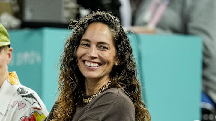 Aug 9, 2024; Paris, France; Megan Rapinoe and Sue Bird watch a women's basketball semifinal game during the Paris 2024 Olympic Summer Games at Accor Arena. Mandatory Credit: Kyle Terada-Imagn Images Aug 9, 2024; Paris, France; Megan Rapinoe and Sue Bird watch a women's basketball semifinal game during the Paris 2024 Olympic Summer Games at Accor Arena. Mandatory Credit: Kyle Terada-Imagn Images