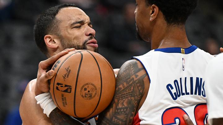 Oct 5, 2026; Detroit, Michigan, USA; Phoenix Suns forward Dillon Brooks (3) and Detroit Pistons forward John Collins (20) have an exchange in the first quarter at Little Caesars Arena. Mandatory Credit: Lon Horwedel-Imagn Images Oct 5, 2026; Detroit, Michigan, USA; Phoenix Suns forward Dillon Brooks (3) and Detroit Pistons forward John Collins (20) have an exchange in the first quarter at Little Caesars Arena. Mandatory Credit: Lon Horwedel-Imagn Images