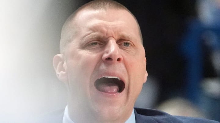 Kentucky's Mark Pope coaches his team against Oklahoma Wednesday night at Rupp Arena.
Feb. 4, 2026