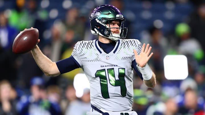 Seattle quarterback Sam Darnold overcame two interceptions to lead the Seahawks to an overtime win over the Rams on Thursday night.