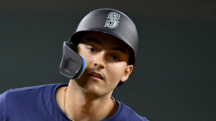 Seattle Mariners right fielder Dominic Canzone runs after hitting a home run against the Texas Rangers on June 28 at Globe Life Field.