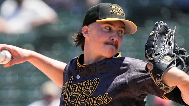 Indianapolis Indians starting pitcher Bubba Chandler (53) throws at Victory Field.