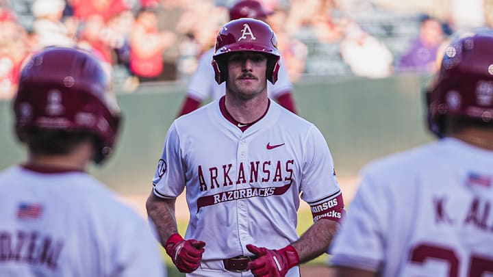 Brent Iredale after hitting his seventh home run of the year against the Central Arkansas Bears. The Razorbacks won 9-2. Brent Iredale after hitting his seventh home run of the year against the Central Arkansas Bears. The Razorbacks won 9-2.
