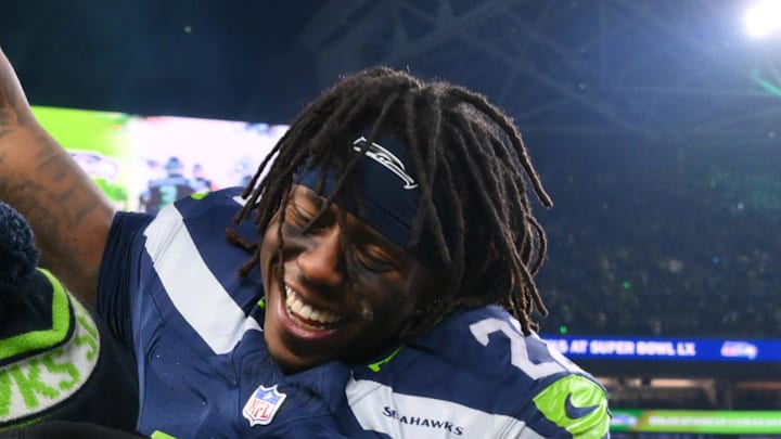 Seattle Seahawks wide receiver Rashid Shaheed celebrates