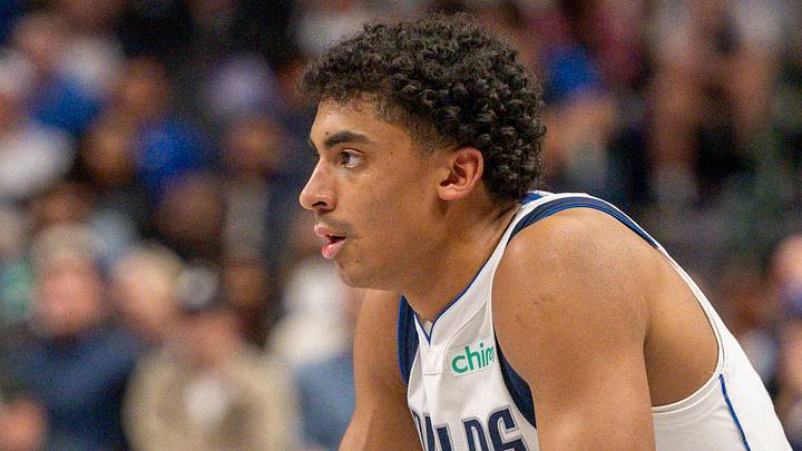 Feb 5, 2026; Dallas, Texas, USA; Dallas Mavericks guard Max Christie (00) looks on during the game between the Mavericks and the Spurs at the American Airlines Center. Mandatory Credit: Jerome Miron-Imagn Images