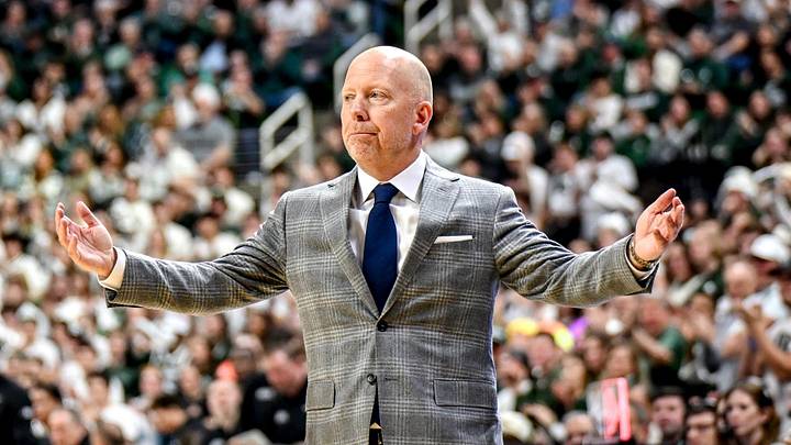 UCLA's head coach Mick Cronin reacts during the first half against Michigan State on Tuesday, Feb. 17, 2026, at the Breslin Center in East Lansing. UCLA's head coach Mick Cronin reacts during the first half against Michigan State on Tuesday, Feb. 17, 2026, at the Breslin Center in East Lansing.