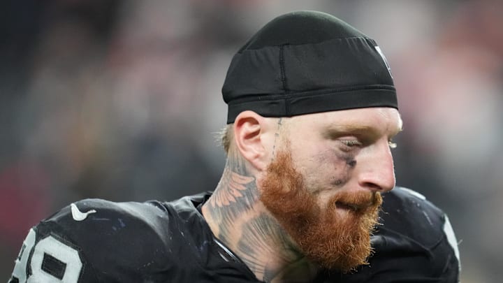 Las Vegas Raiders defensive end Maxx Crosby leaves the field following a game against the Denver Broncos. Las Vegas Raiders defensive end Maxx Crosby leaves the field following a game against the Denver Broncos.