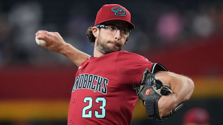 Arizona Diamondbacks right-hander Zac Gallen (23) pitches against the Houston Astros at Chase Field on July 21, 2025.