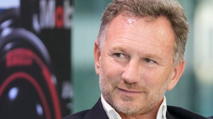 Christian Horner, Team Principal of Oracle Red Bull Racing, speaks at the Red Bull Fan Zone, a private event at Oracle headquarters, on Wednesday October 18, 2023.