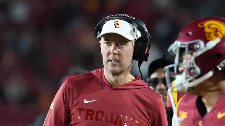 Sep 4, 2026; Los Angeles, California, USA; Southern California Trojans head coach Lincoln Riley watches against the Fresno State Bulldogs in the second half at United Airlines Field at Los Angeles Memorial Coliseum. Sep 4, 2026; Los Angeles, California, USA; Southern California Trojans head coach Lincoln Riley watches against the Fresno State Bulldogs in the second half at United Airlines Field at Los Angeles Memorial Coliseum.