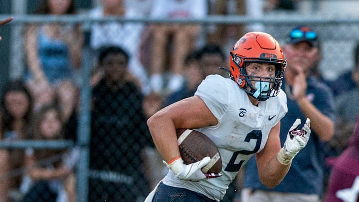 Benjamin's Preston Douglas takes off against Dwyer during a preseason game on August 16, 2024, in Palm Beach Gardens, Florida.