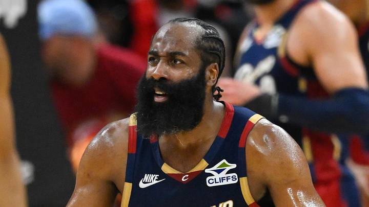 May 23, 2026; Cleveland, Ohio, USA; Cleveland Cavaliers guard James Harden (1) reacts in the second quarter against the New York Knicks during game three of the eastern conference finals for the 2026 NBA playoffs at Rocket Arena. Mandatory Credit: David Richard-Imagn Images May 23, 2026; Cleveland, Ohio, USA; Cleveland Cavaliers guard James Harden (1) reacts in the second quarter against the New York Knicks during game three of the eastern conference finals for the 2026 NBA playoffs at Rocket Arena. Mandatory Credit: David Richard-Imagn Images