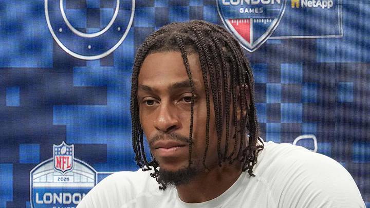 Indianapolis Colts running back Jonathan Taylor at a press conference