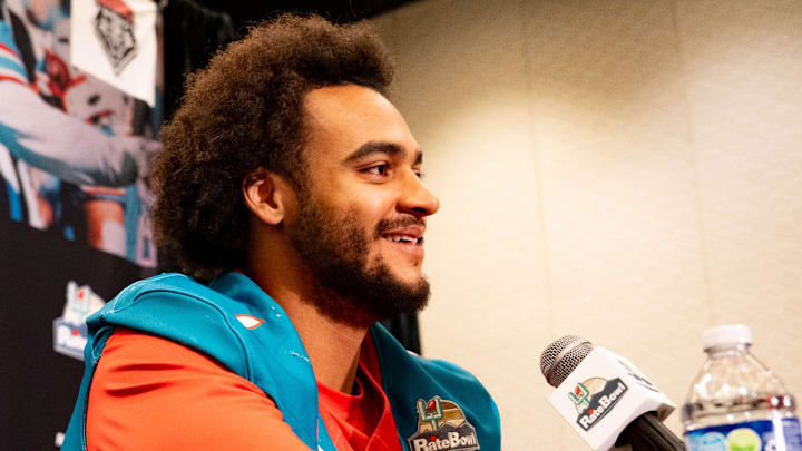 New Mexico Lobos defensive end Keyshawn James-Newby speaks to members of the press during a Rate Bowl media day
